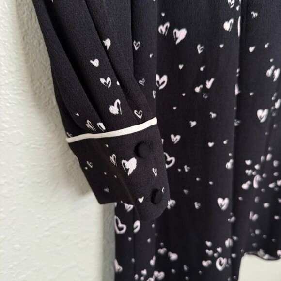 NWT Parker black white heart Kaylin mini fit and flare dress 50s 8 - Picture 6 of 13